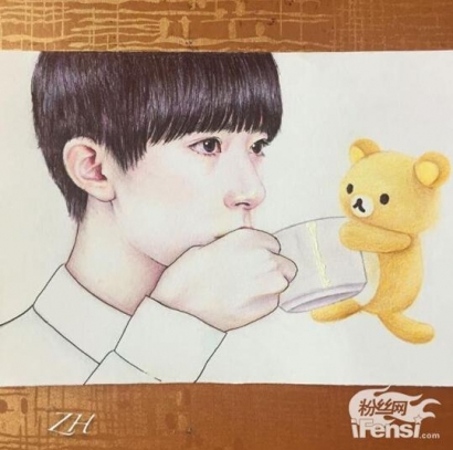 [tfboys][新闻]150716 粉丝绘制易烊千玺素描 逼真帅出新高度