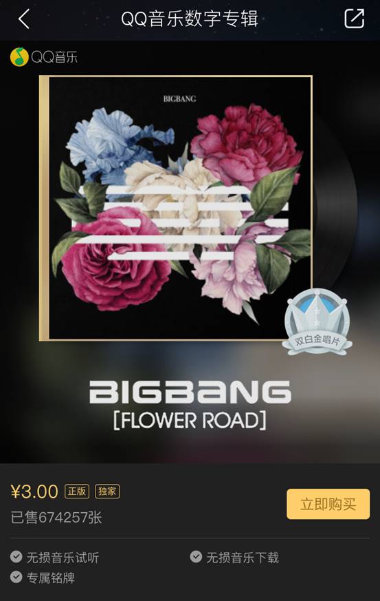 星闻qq音乐首发bigbang暂别歌曲flowerroad销售额超200万