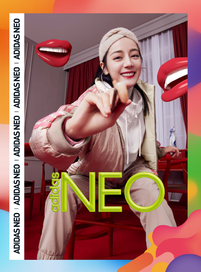 迪丽热巴新闻210121热巴adidasneo品牌新图公开get红色系新年限定款