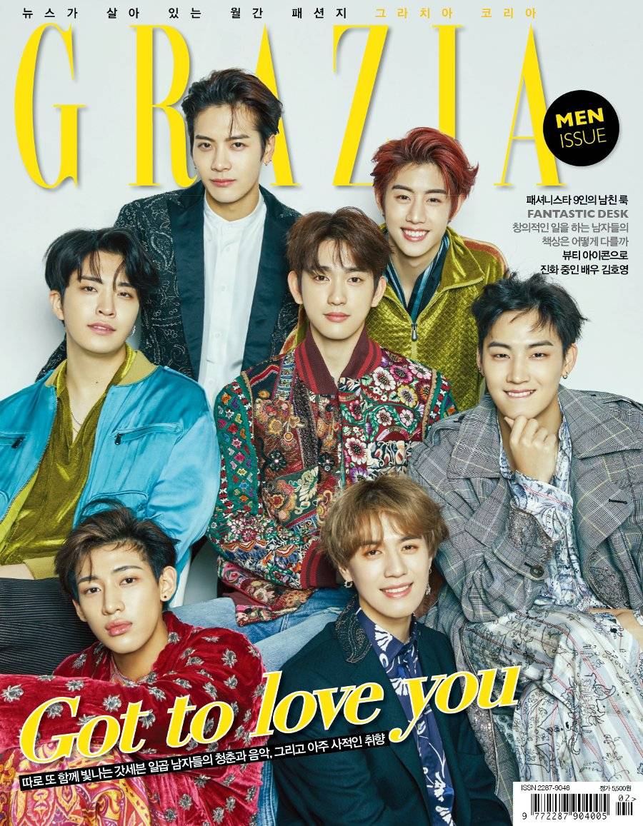 got7分享180117新年首个画报got7七人七色登grazia二月刊封面