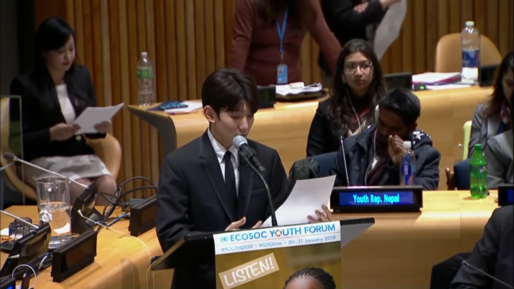 王源登联合国青年论坛演讲台 以小主人姿态发表全英文演讲